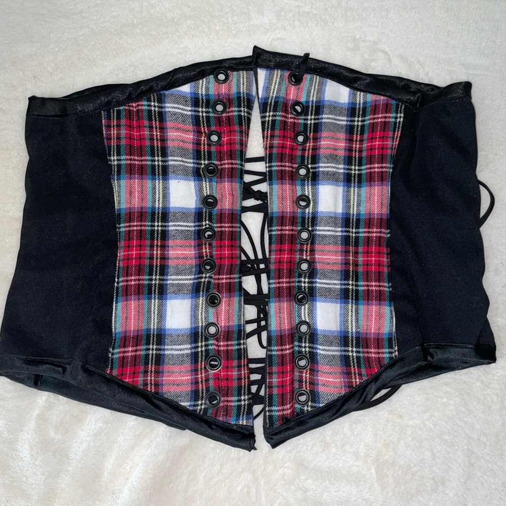 Plaid corset with real boning. Fits 29 inch waist.